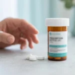 Prescription medication tablets representing suzetrigine Journavx the first non-opioid pain medication approved for moderate to severe pain