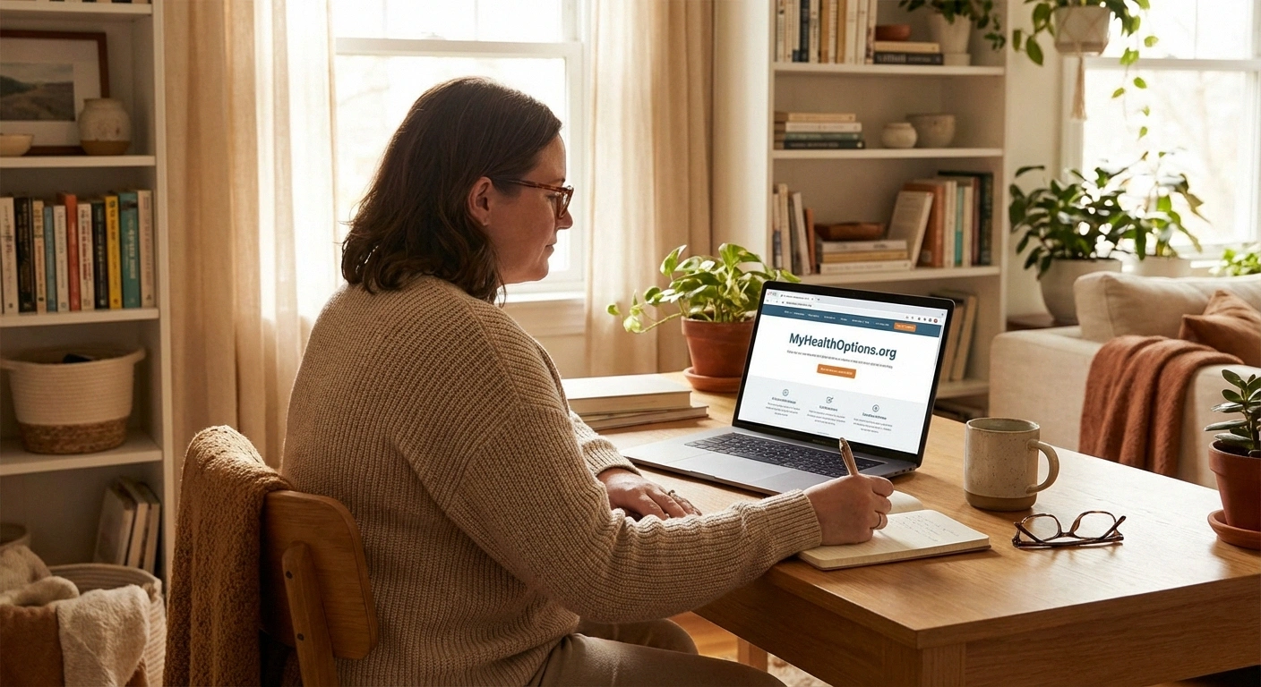 Person researching neuropathy treatment options on a laptop representing proactive patient engagement with new medication developments like suzetrigine