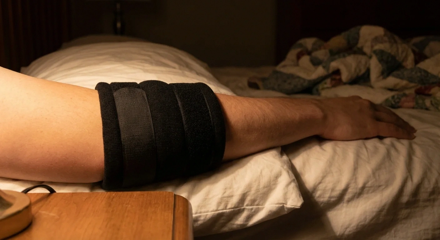 Elbow night splint for ulnar neuropathy treatment worn during sleep