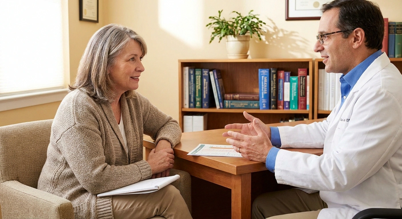 Patient discussing venlafaxine options with neurologist for neuropathic pain management