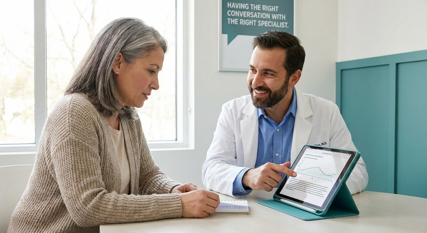 Patient meeting with a neurologist to discuss autoimmune testing for neuropathy