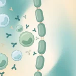 Conceptual illustration of antibodies and immune cells near a peripheral nerve fiber — autoimmune neuropathy