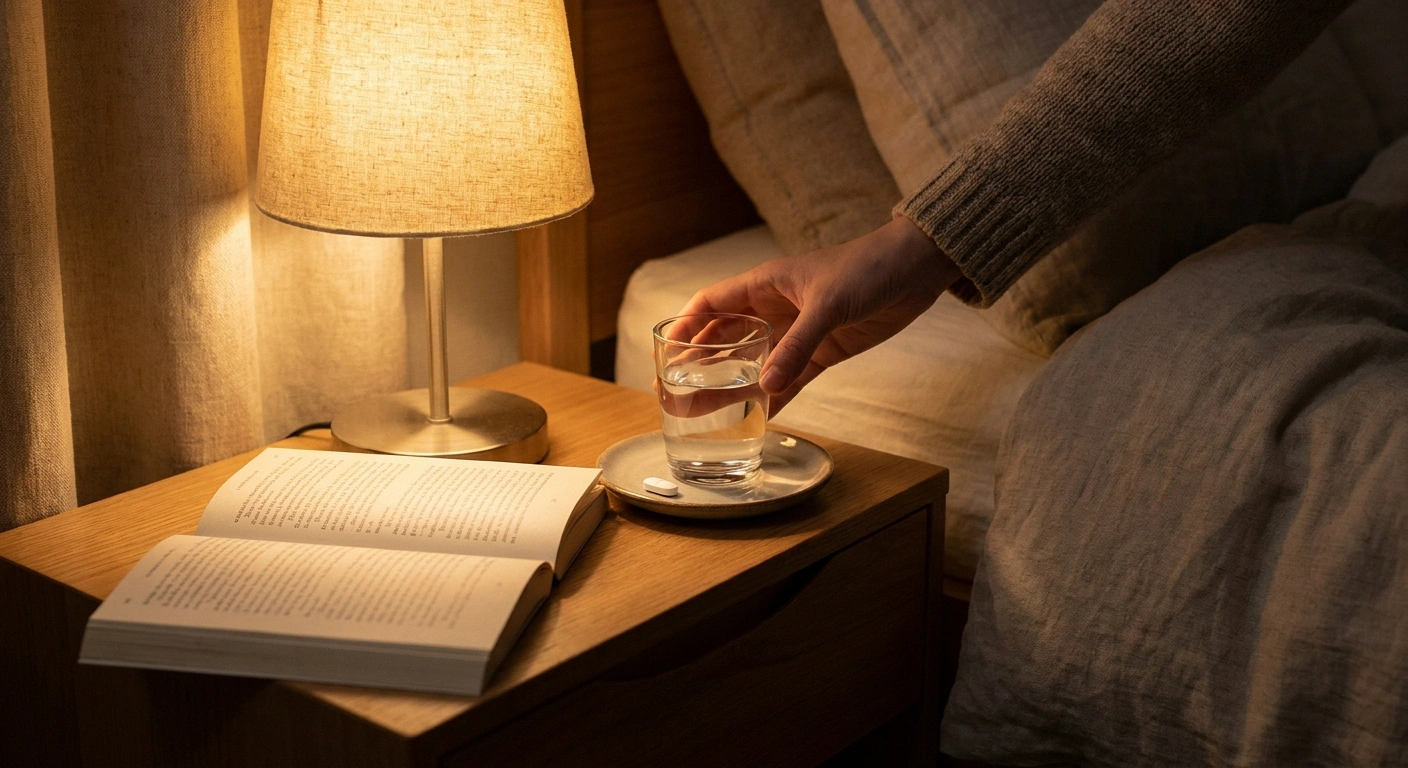 Bedside dosing routine for nortriptyline — taken before sleep to relieve nerve pain and aid rest