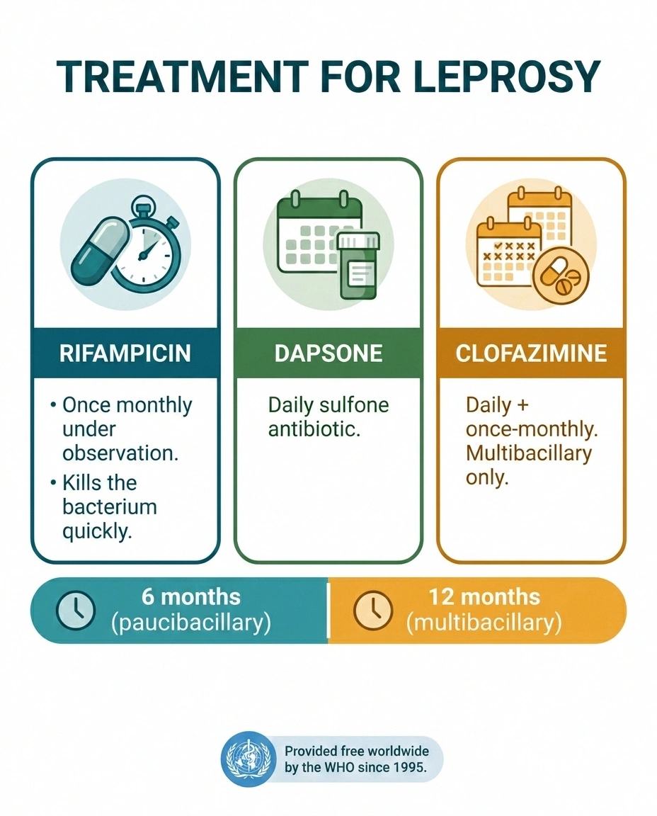 WHO multidrug therapy for Hansen's disease — rifampicin, dapsone, clofazimine