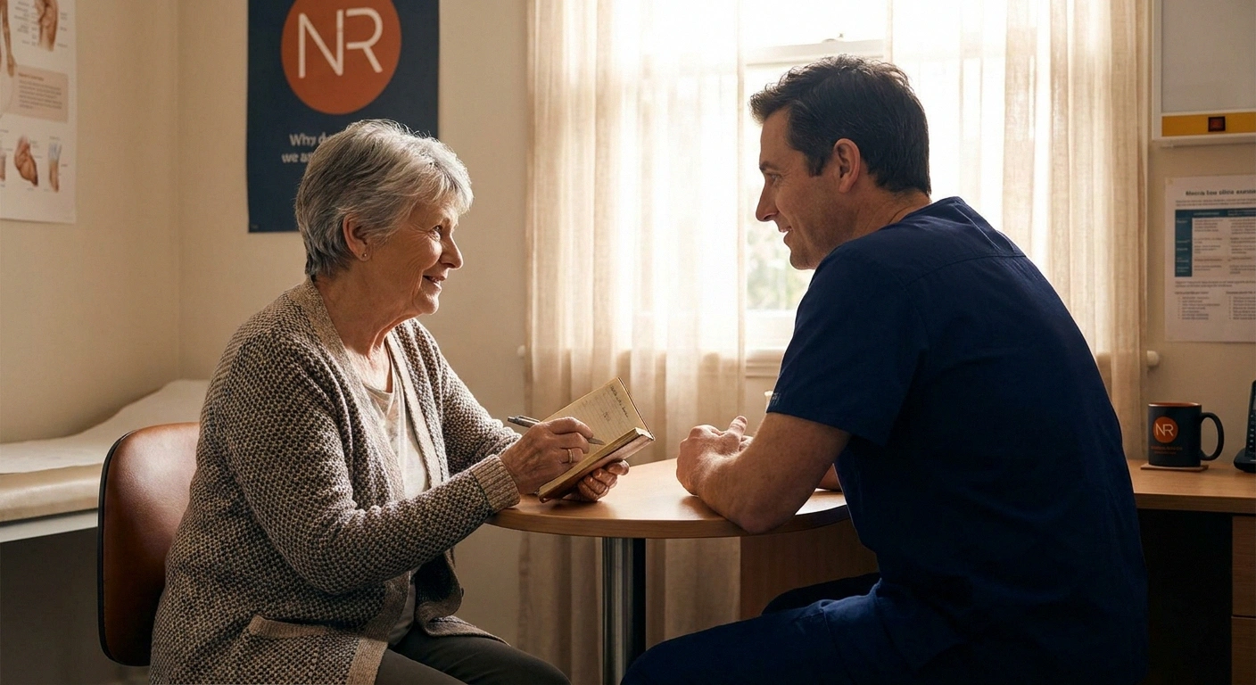Patient talking with her doctor about switching from Tylenol to a neuropathic pain medication