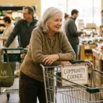 Older adult leaning on a grocery cart — the shopping cart sign of lumbar spinal stenosis
