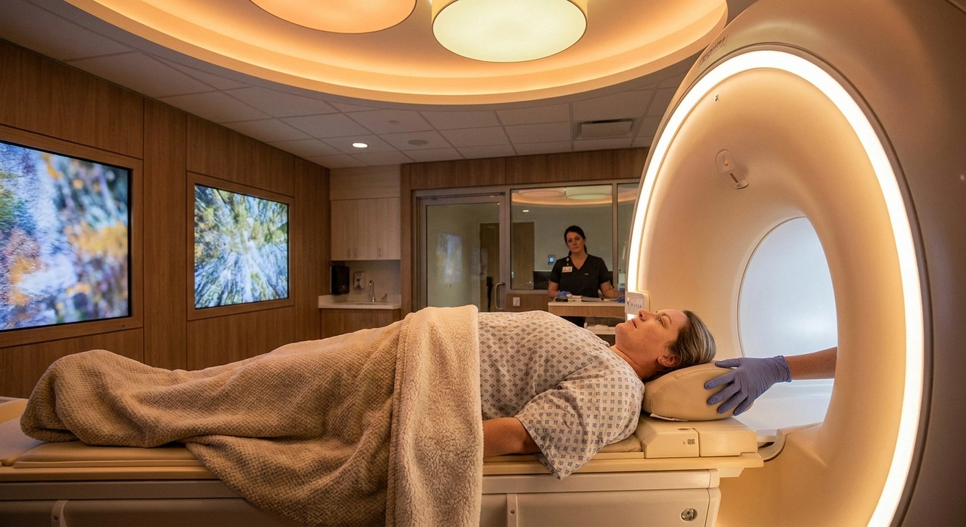 Patient preparing for a lumbar spine MRI to evaluate for spinal stenosis