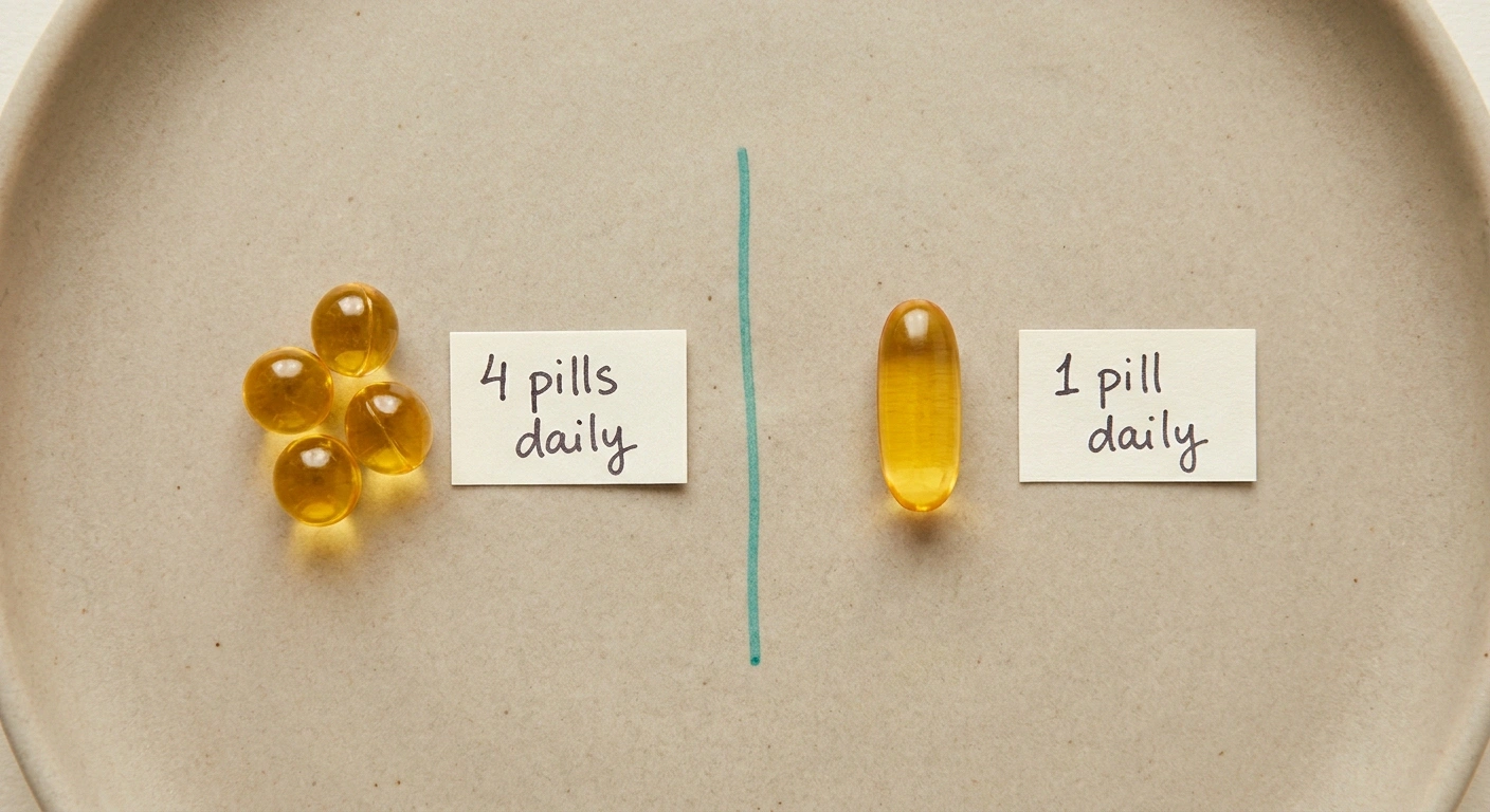 Comparison of the four-pill Vyndaqel daily dose against the single-pill Vyndamax daily dose of tafamidis