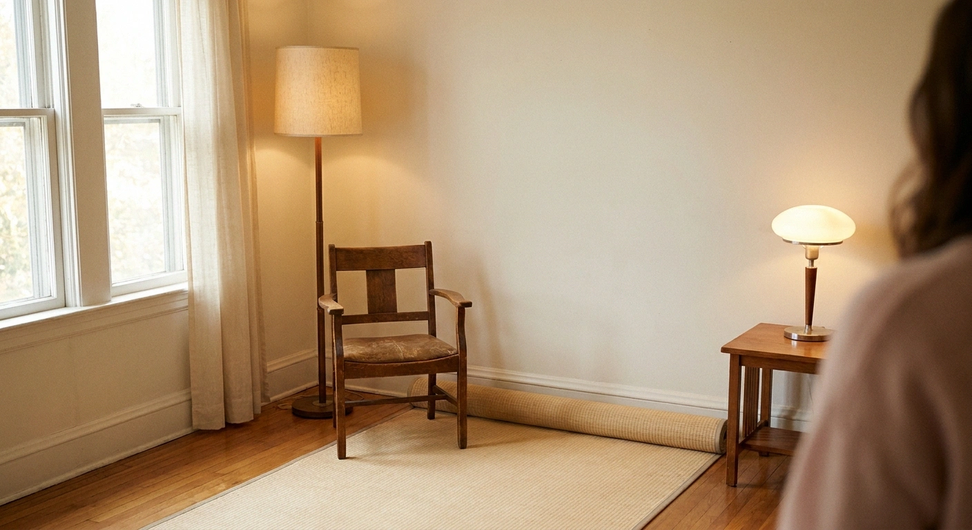 Room corner lit from three directions with an evenly lit shadow-free floor for exercising