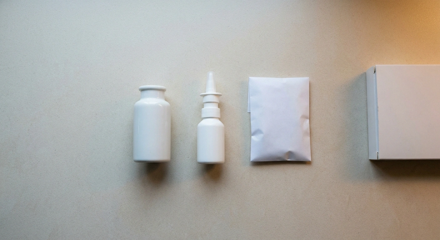 Three plain single-ingredient cold remedies laid out in a row, with a combination box set apart