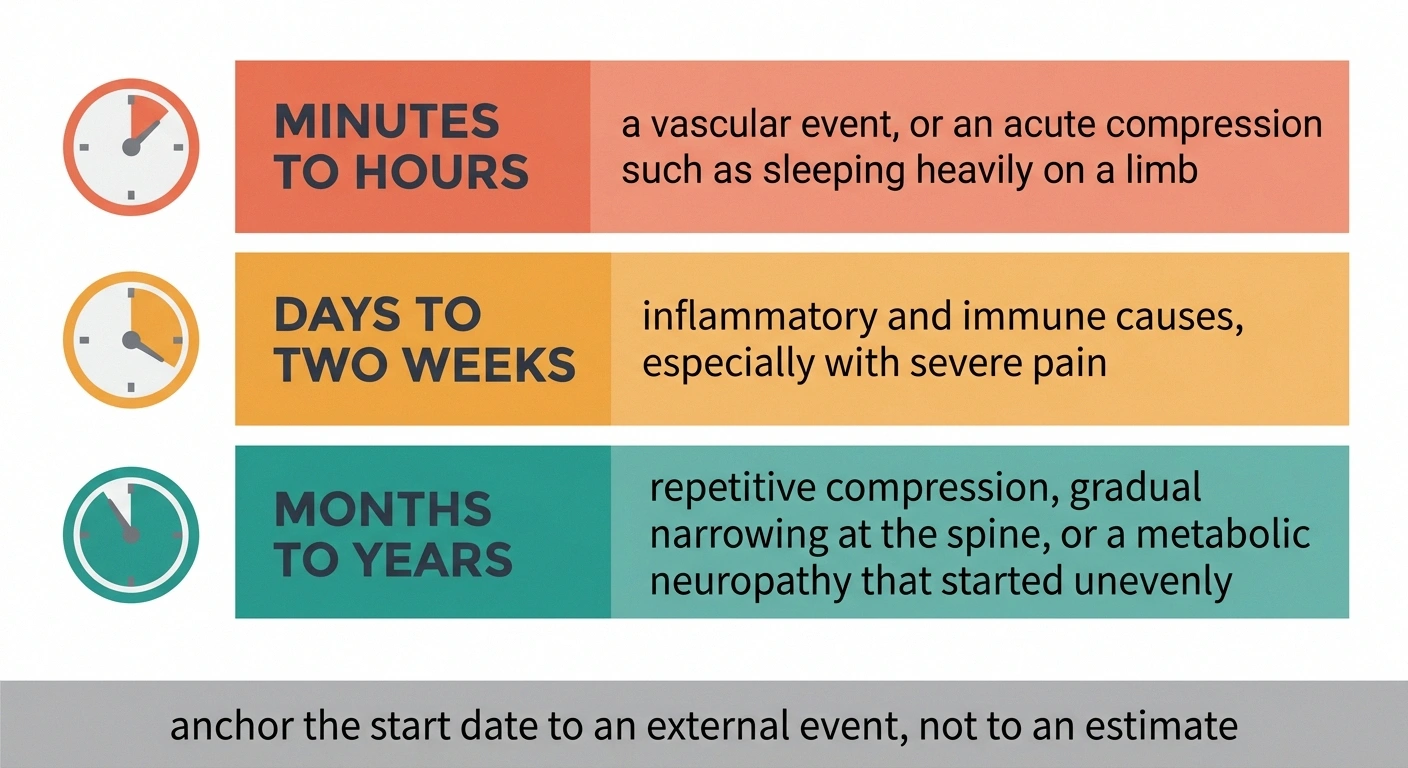 Three-band chart matching onset speed to the causes each one suggests.