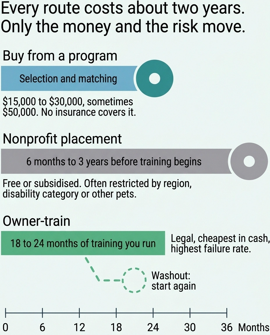 Timeline comparing program purchase, nonprofit waiting list and owner training