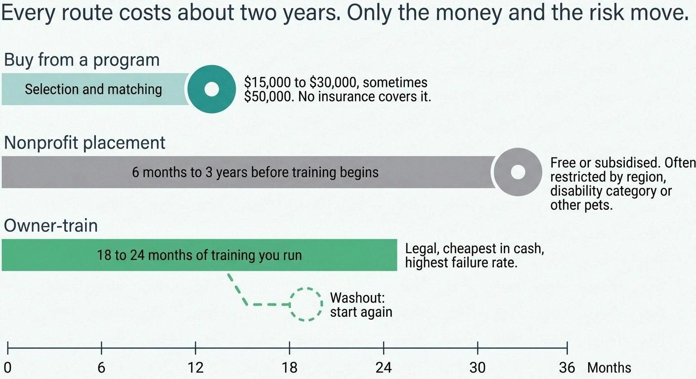 Timeline comparing program purchase, nonprofit waiting list and owner training