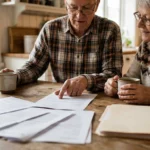 Older couple reviewing treatment information together at a kitchen table